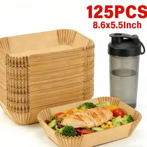 Air Fryer Liners, 125-Count - Disposable, Heat-Resistant Parchment Paper, Perfect for Meal Prep & Weeknight Dinners, 125 Sheets for Mess-Free Cooking