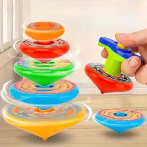 Stacked music gyro toy (1 set), colorful multi-layer spinning music, fun launcher spinning toy, parent-child interactive tabletop game gyro battle toy, Finger Spinning Top