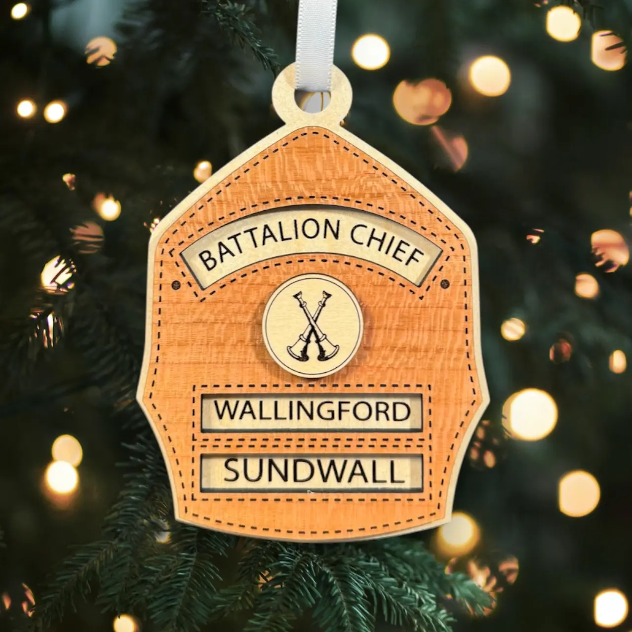 Customizable Firefighter Shield Ornament