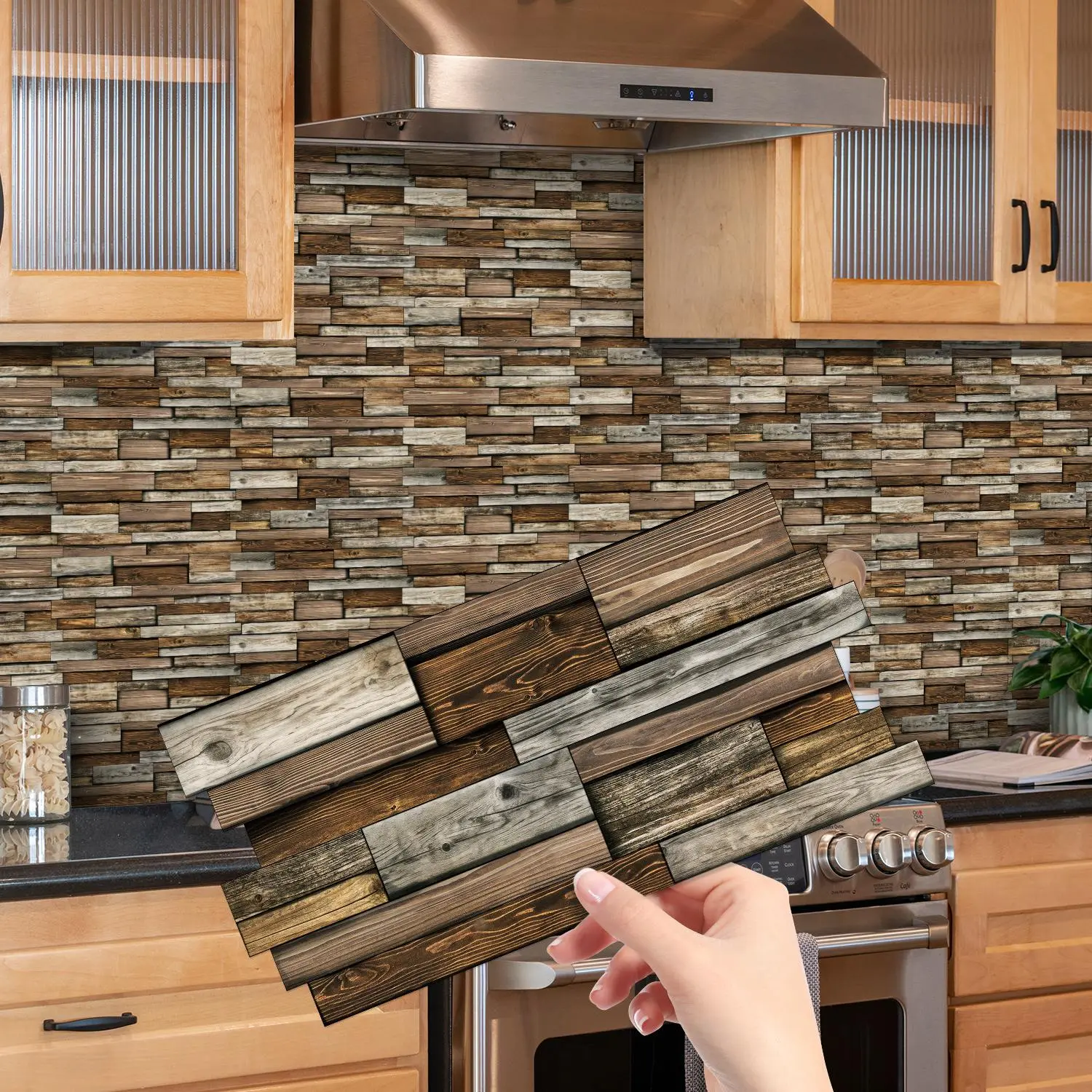 Wood Grain Pattern Self-adhesive Wall Sticker, Waterproof & Oil-proof Wall Decal, Peel and Stick Wallpaper Designs, Decorative Wall Paper for Interior Wall, Kitchen, Bathroom, Living Room, Dining Room