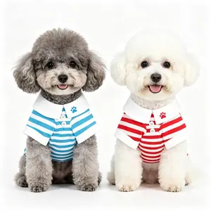 2-Pc Striped Polo Shirts for Dogs and Cats, Soft and Breathable Pet Clothing, Comfortable and Adorable Pet Apparel, Puppy Clothes