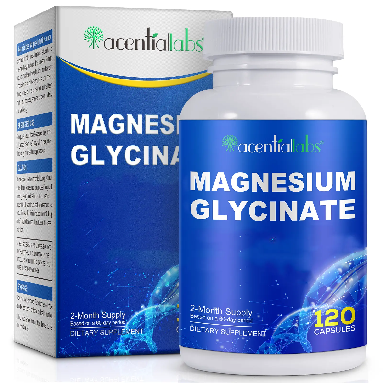 Complex Magnesium Glycinate Capsules 500mg - High Absorption for Sleep Support & Stress Relief*, Vegan & Non-GMO, 120 Count, Perfect Christmas Gift for Adults complex detox gut cleanse Supplement