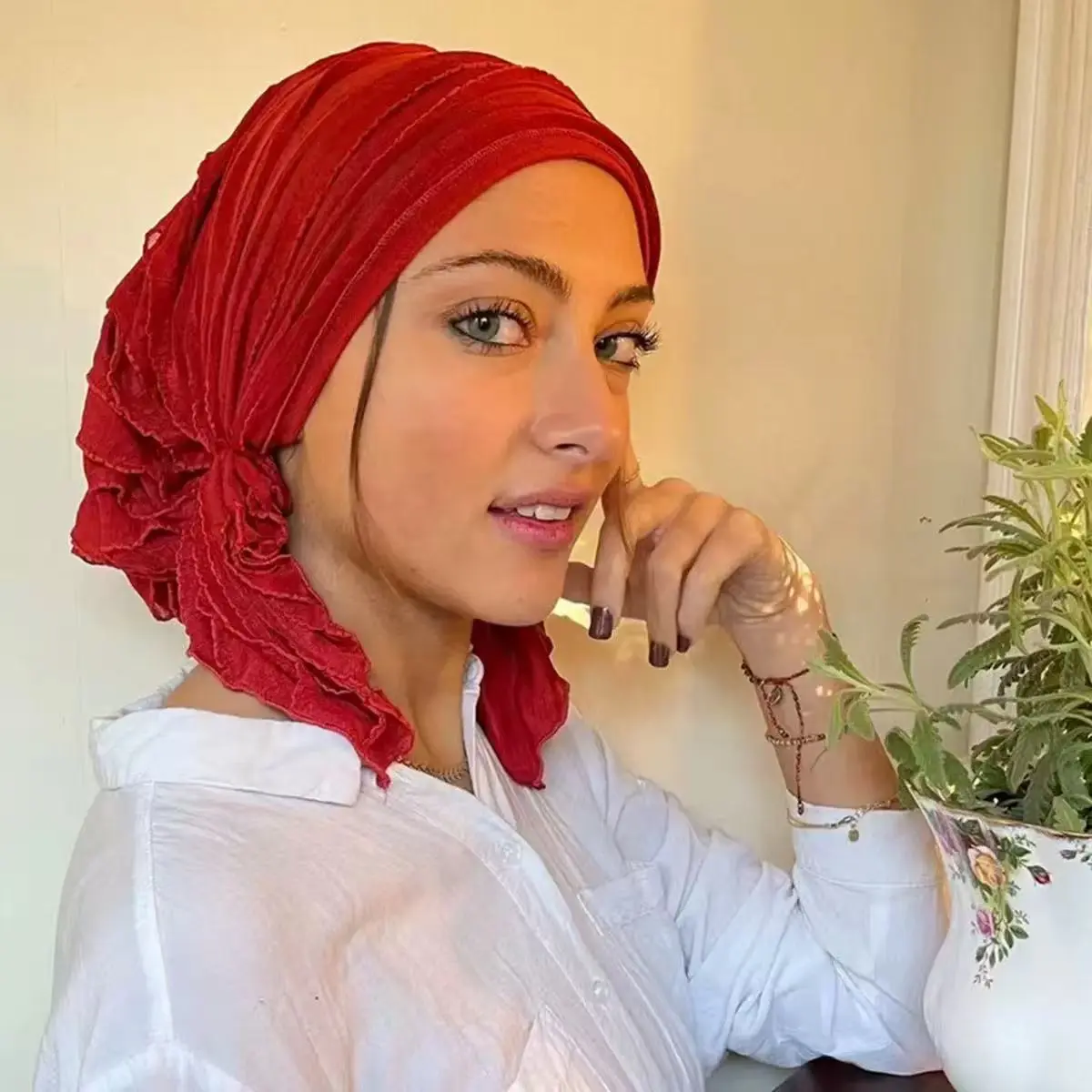4-Piece Fashion Turban Head Wrap Set for Women, Plain Polyester Head Scarf in Vivid Colors, Casual Chemo Headwear for Daily Yoga