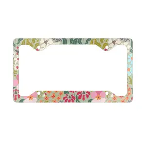 Wildflower Botanical License Plate Frame, Tag Cover, Womens Exterior Car Accessories, Tag Frame for Car, Cute Car Decor Gift for Her