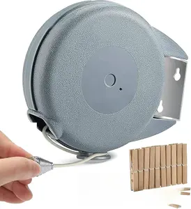 Retractable Clothesline Indoor Outdoor Heavy Duty 40 Feet - PVC Clothes Line Retracting - Clothesline with Wall Mount - Retractable Laundry Line for Drying Clothes with 12 ClothesPins