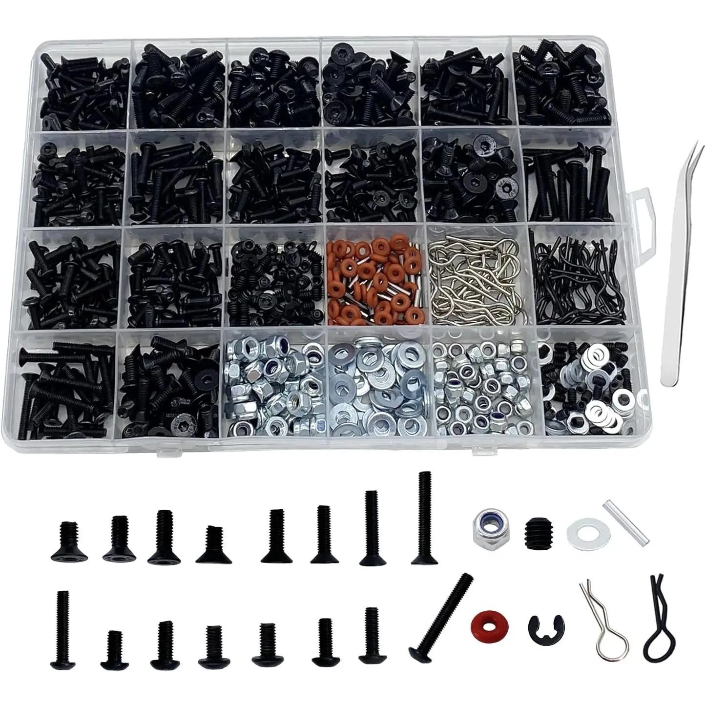 1000pcs RC Screw Kit RC Car Tool Kit, Hardware Fasteners for Traxxas Arrma Redcat Axial RC4WD HSP HPI SCX10 Losi 1/8 1/10 1/12 1/16 RC Cars Trucks Crawler, RC Screws Accessories