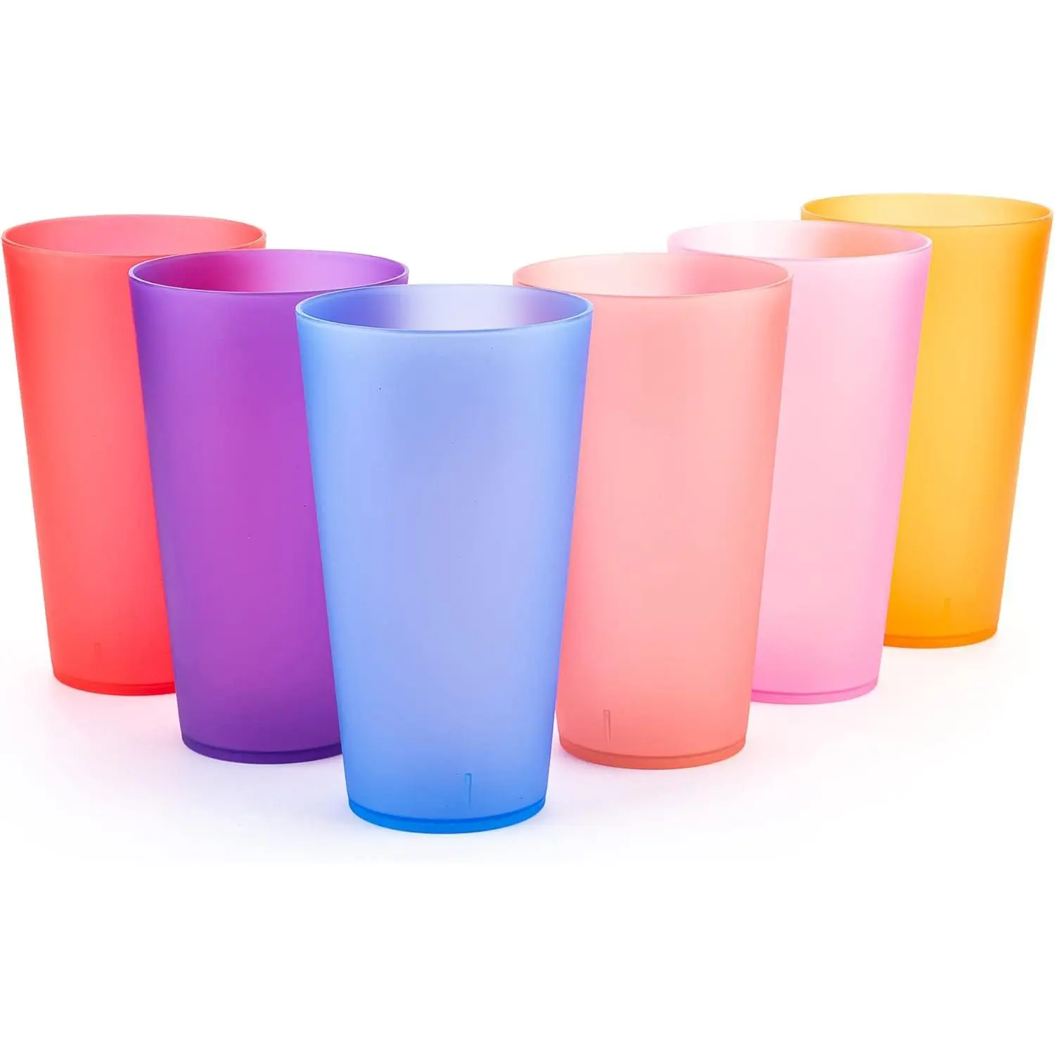 6-Pack 32-oz Unbreakable Plastic Beverage Tumblers, Assorted Colors, Dishwasher-Safe, BPA-Free Party & Iced Tea Cups