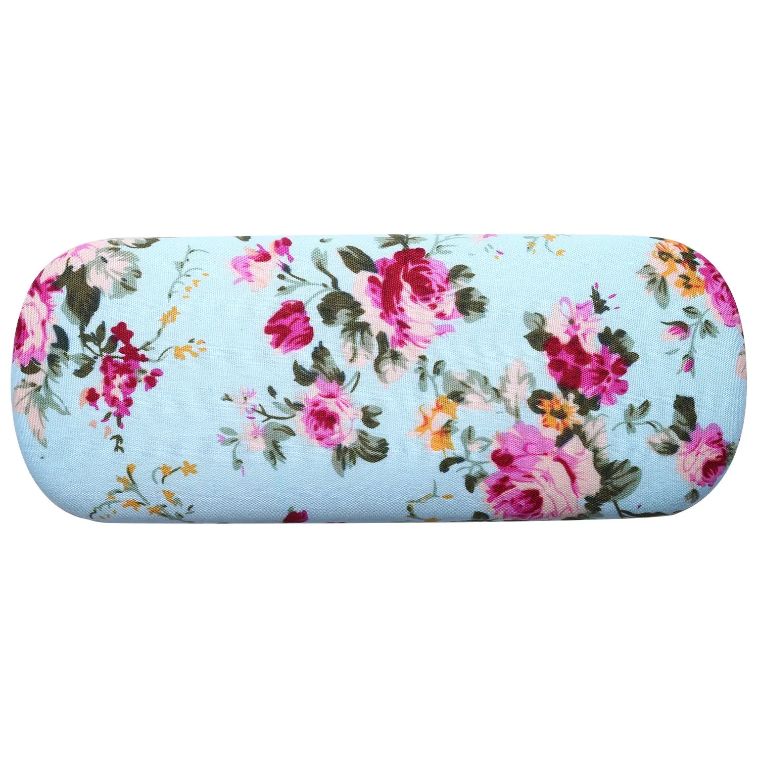 New Women's Floral Print Hard Eyeglass Case, Optical Eyewear Holder Accessories (Light Blue)