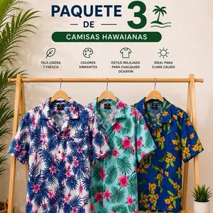 Men’s 3-Pack Hawaiian Shirts, Tropical Floral, Short-Sleeve Button-Up Shirts