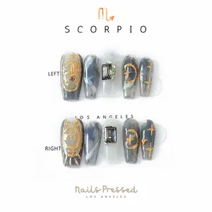 Nails Pressed Horoscope Collection - Scorpio Press ON Handmade Nail Art 10Pcs/Sets Free Tools Luxury Manicure Nail Care Daily Durable
