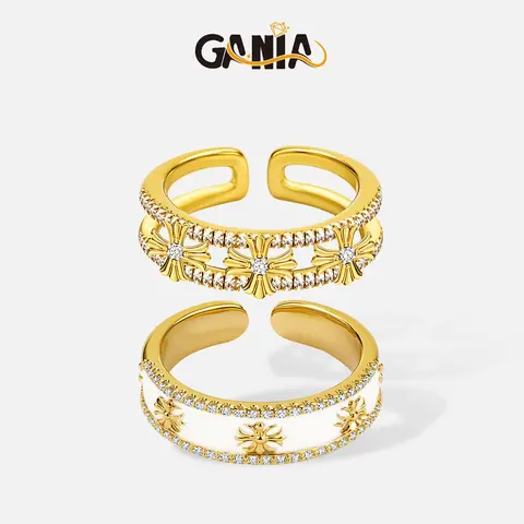 GANIA 2pcs Cross Promise Rings for Women Eternity Stackable Wedding Open Band Adjustable Finger Statement Engagement Gifts Nickel Free Lead Free  Valentine's Day gift