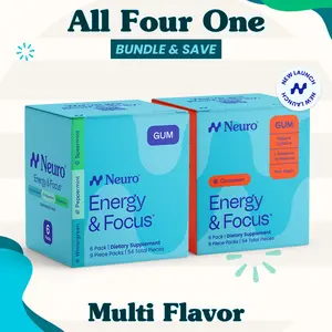 All Four One Bundle - Energy & Focus Caffeine Gum - Multi Flavor (108 Pieces)