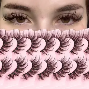 Fluffy faux mink eyelashes with natural makeup effect, lash growth, voluminous false eyelashes, 18mm strip lashes, cat-eye eyelashes, fairy makeup effect, doll eyelashes, crimps curls lashes, 7 pairs