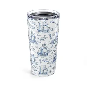 Nautical Tumbler 20oz, Ocean-Inspired Travel Mug, Beach Theme Drinkware, Gift for Sailors, Summer Party Essential