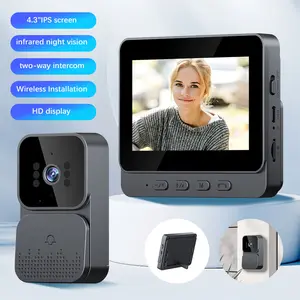 IPS See Who’s At The Door! 4.3"  Screen Video   2-Way Talk & Infrared Night Vision. 	No Subscription Needed! 4.3" IPS Screen Video   2-Way Intercom & Night Vision for Renters