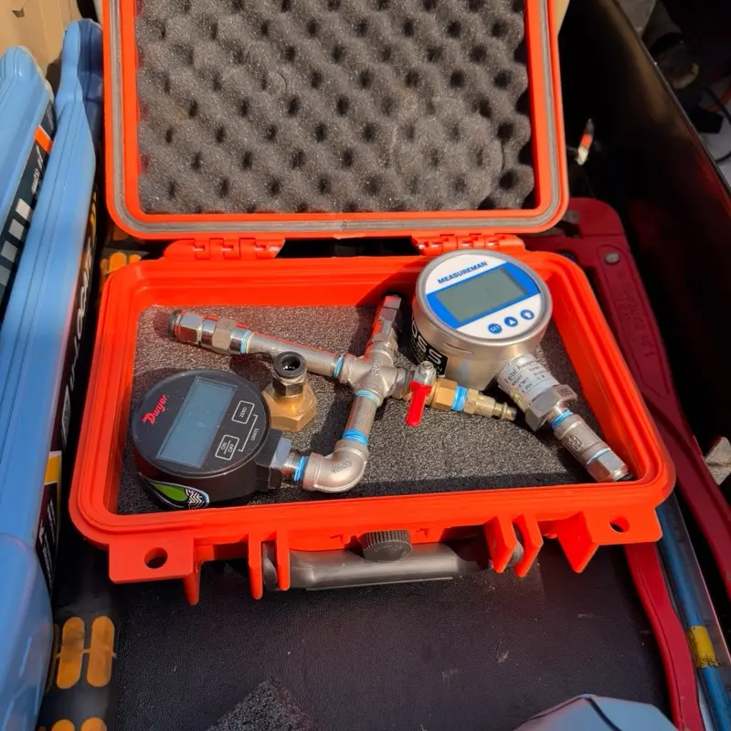 Ross Leak Detection Professional Pool Pressure Tester Kit | High-Precision Digital Gauges, 3/8" Push-Connect Fittings, Gas & Liquid Injection Rig with Waterproof Hard Case