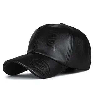 Men's PU Leather Baseball Cap, Adjustable Breathable Casual Hat, Outdoor Fleece Windproof Ear Protection, Spring Summer Autumn Winter