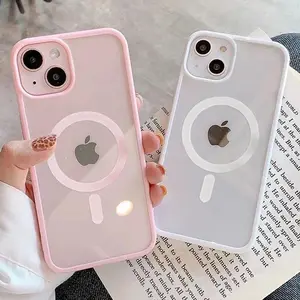 Fashion Acrylic Clear Magnetic Phone Case for iPhone 17 15 14 Plus 13 12 11 Pro Max Shock proof For Magsafe Wireless Charge Cover