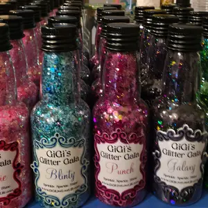 GiGi's Glitter Gala 2oz by Weight- Colorful Glitter in Bottles with Various Shades Displayed Bellini. set of 5, 10 or 20