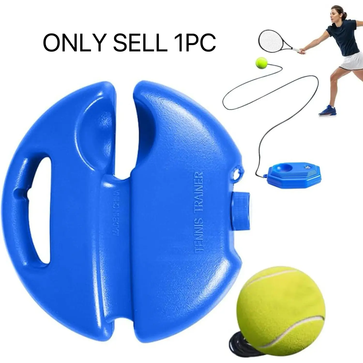 Strung Plastic Tennis Practice Rebounder - Compact Design, 1-Size Beginners Balls, Weighted Base Self-Training Tool, Sports & Outdoor Ball Sports Equipment