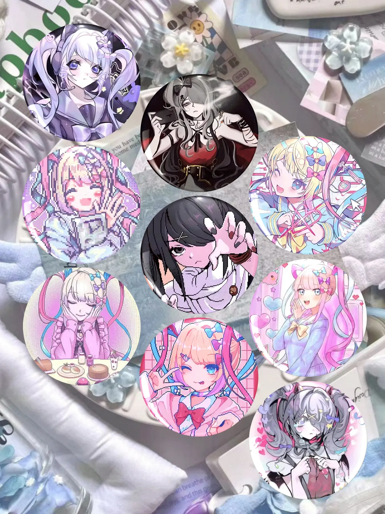 Anime Themed Badge Collection, Cute Character Design Hearts Love Brooches, Brooch Pins, Brooch Set, Perfect Gift for Women & Girls, Ideal for Daily Wear & Collecting