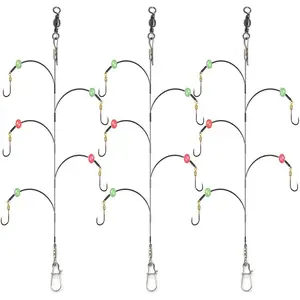 Fishing Hook with Leader,5 Hooks Fishing Rig-7 Strands Nylon Coated Fishing Leader with Swivle,Snap,Hooks