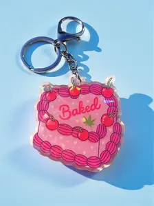 Baked Cake Keychain | Holographic Glitter Acrylic Keychain