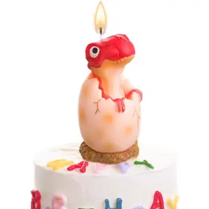 Dinosaur Candles-Red Dinosaur Birthday Candle For Boys Kids, Cute Dino Cake Topper Decoration, 3.6 inches, Dinosaur Themed Birthday Party Supplies