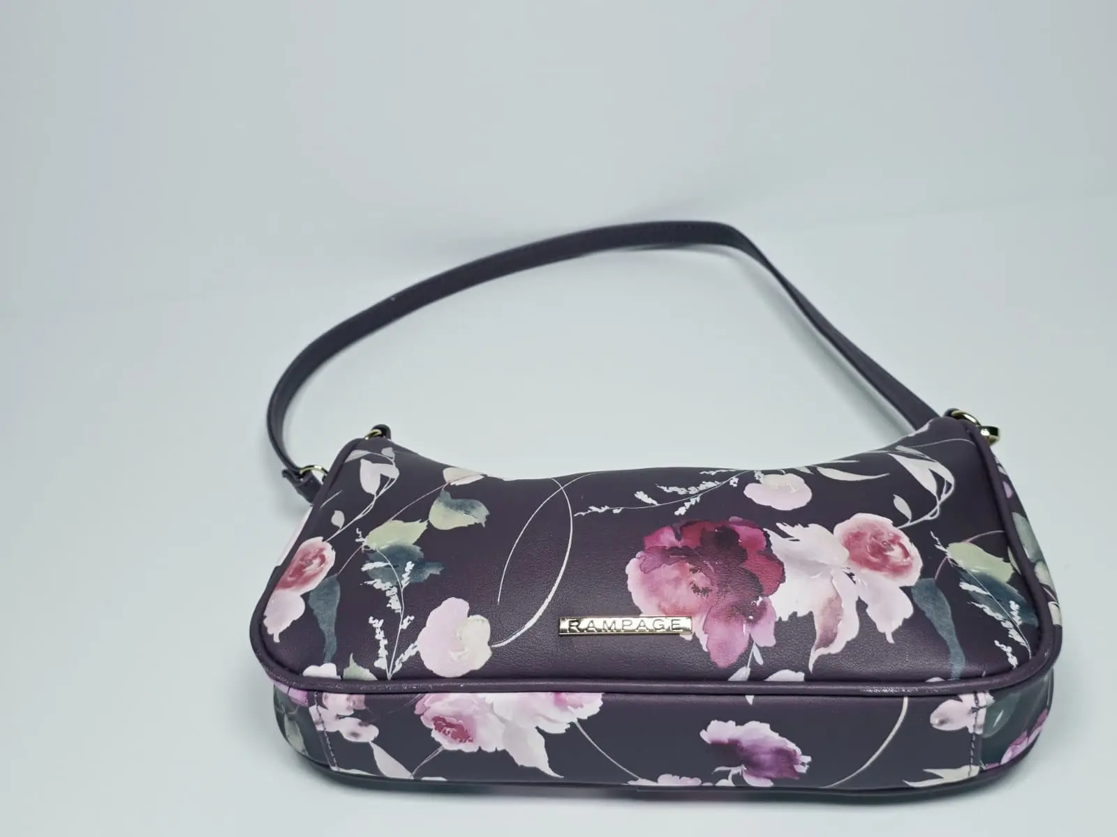 Rampage Women's Floral Print Shoulder Bag - Feminine Touch Floral Women's Crossbody & Shoulder Bags with Compact Silhouette, Roomy Interior for Everyday Wear - Purple Multi