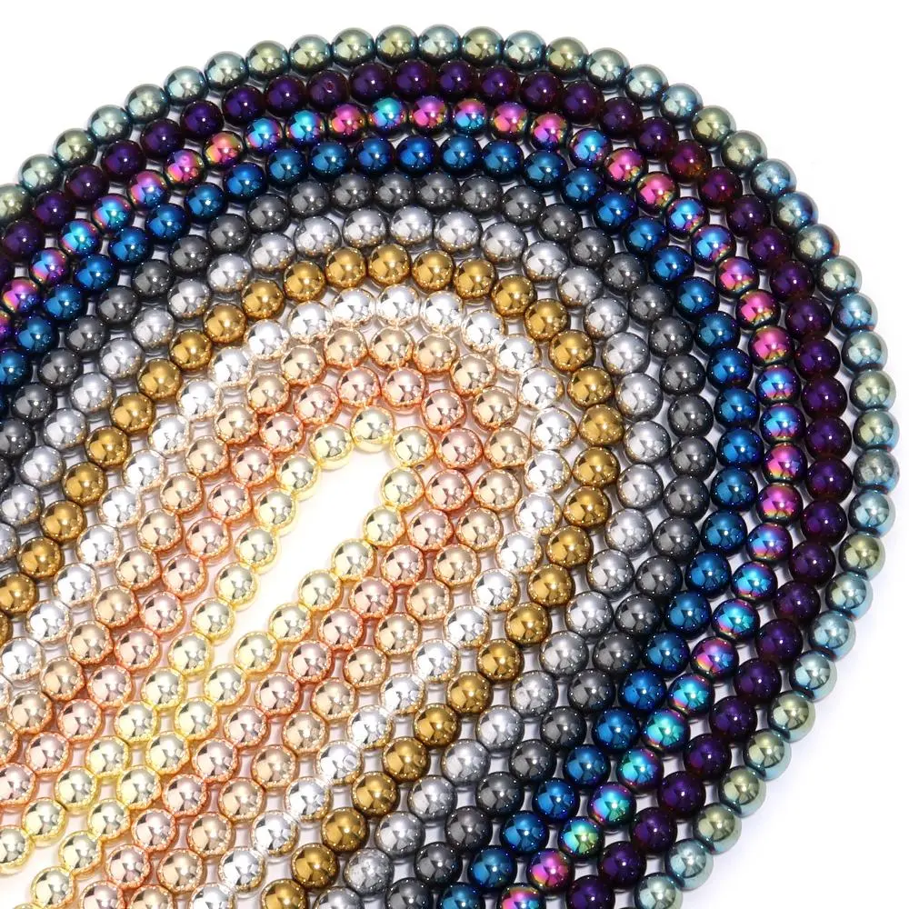 40-190pcs/lot 2-12mm Natural Hematite Beads Smooth Round Nature Stone Beads For Jewelry Making DIY Bracelet Necklace Loose Beads
