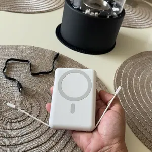 Podoru for iPhone Power Bank, for MagSafe Battery Pack 10000mAh Magnetic Travel Charger Built-in USB-C Lighting Cable for iPhone17/16/15/14/13/12 Series