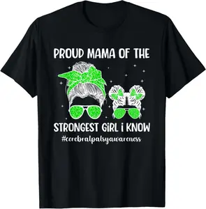 Cerebral Palsy Mom Of A Cerebral Palsy Warrior Mother Casual Summer Shortsleeve Cotton T-Shirt