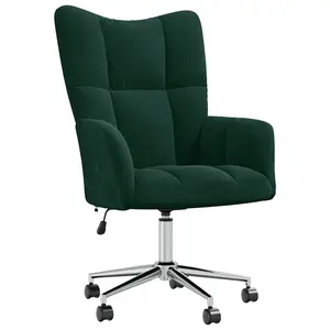 vidaXL Relaxing Chair, Accent Relax Chair, Swivel Relaxing Armchair Seating for Living Room Office, Modern Style, Dark Green Velvet 328163