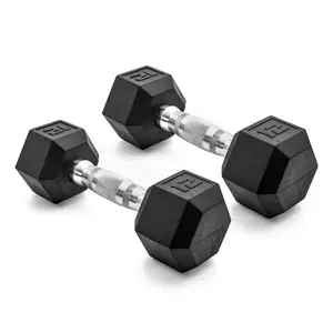 5lb 8lb 10lb 12lb 15lb Coated Rubber Hex Dumbbell, Pair of 2 Weight Set Home Training Equipment