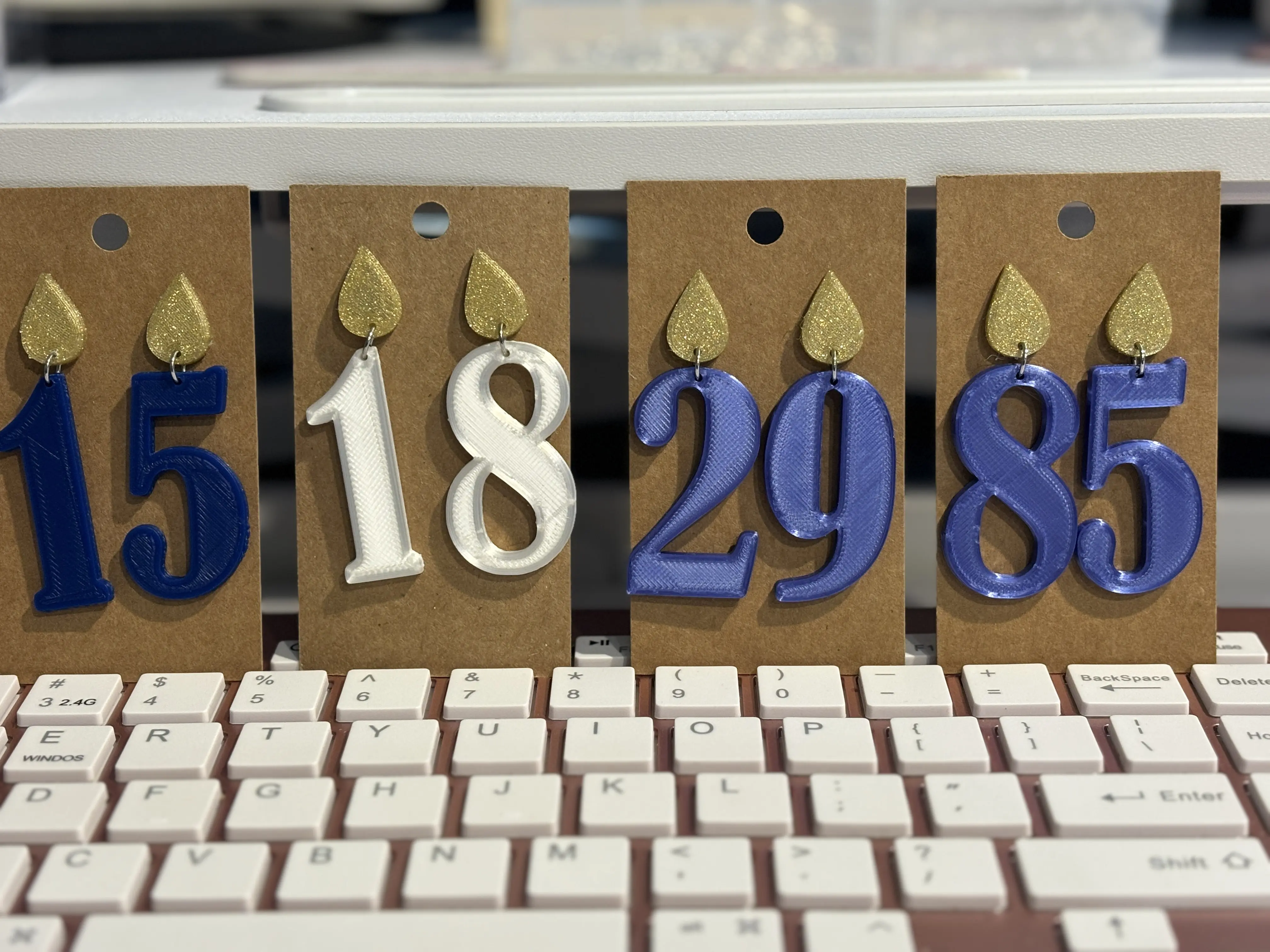 Customizable Birthday Cake Candle Earrings - Choose 30+ Colors 3D Printed - Lightweight & Fun!