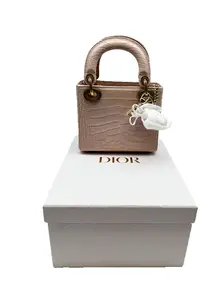 Pre-owned Dior leather Shoulder Bags Christian Lady Chain Bag with Crystal Charms