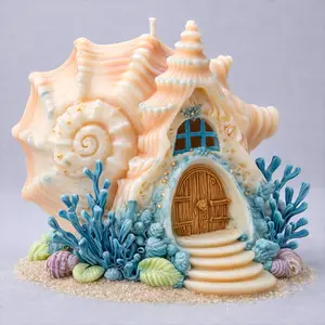 Underwater World Shell Scented Candle Silicone Mold, Spiral Shell Shape Coral Stone Decorative Healing Atmosphere Ornament Wax Making Resin Liquid Mould Crafts