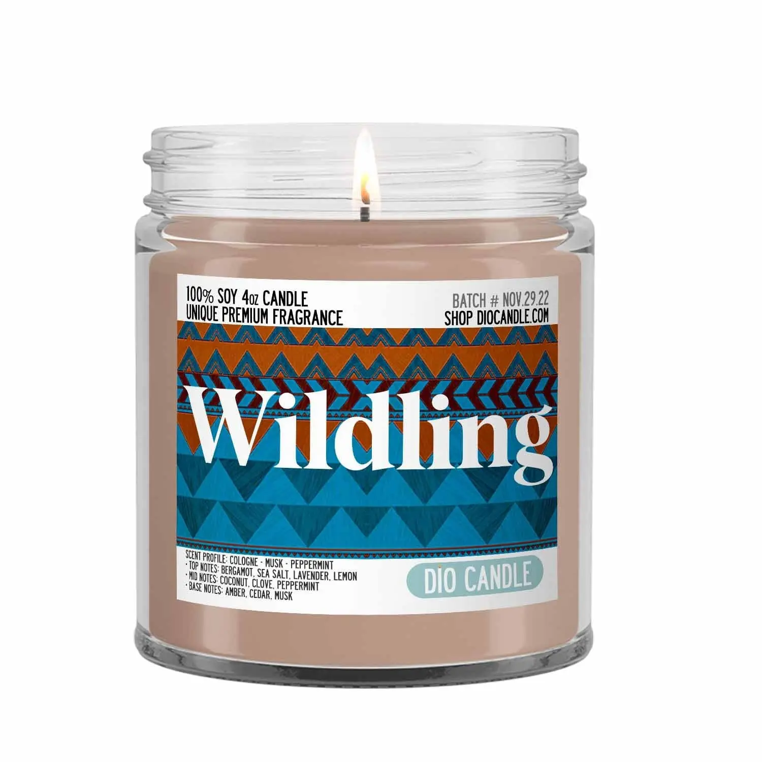 Wildling Scented Candle - Smells Like Cologne, Musk and Peppermint - Dio Candle