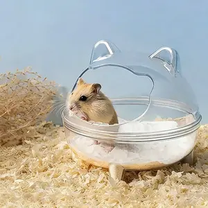 Hamster Sand Bath, Pet Hamster Bathroom, Small Animal Toilet, Large Space, Transparent Shower Room, Cage Accessories, Grooming, Clean