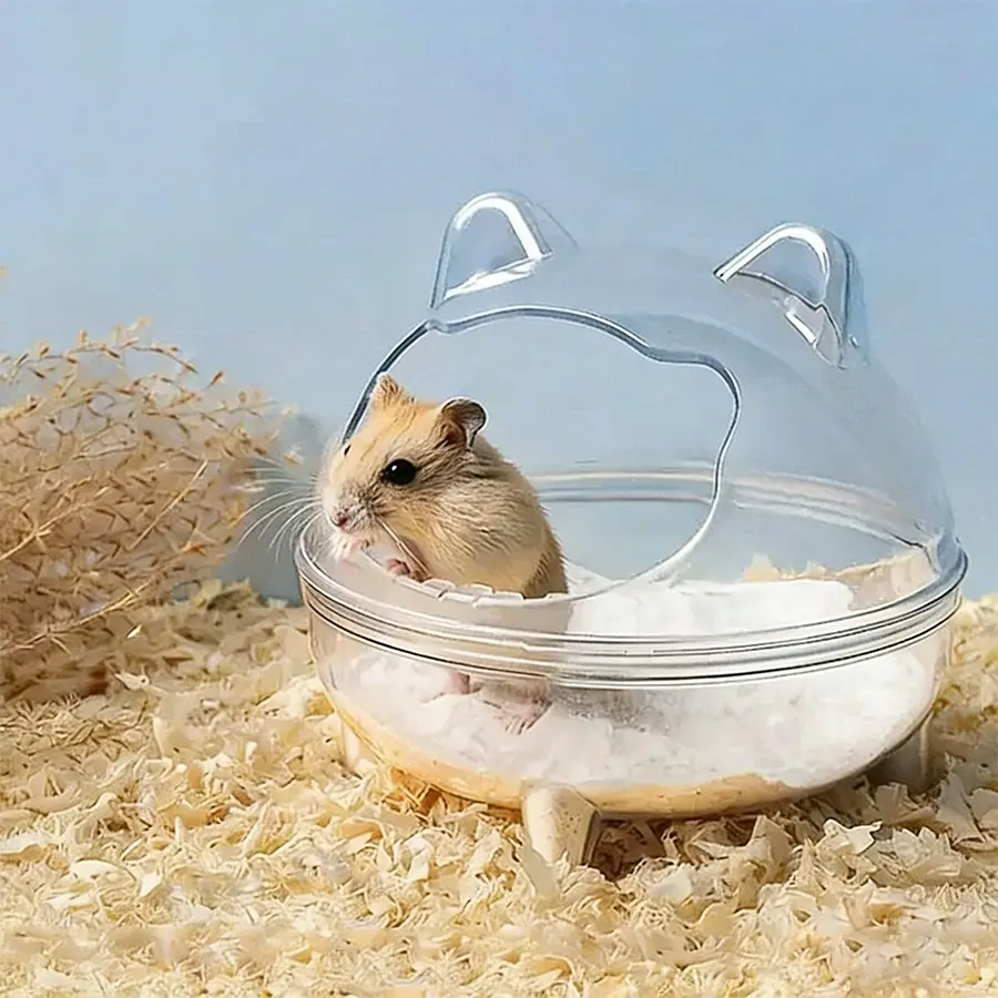 Hamster Sand Bath, Pet Hamster Bathroom, Small Animal Toilet, Large Space, Transparent Shower Room, Cage Accessories, Grooming, Clean