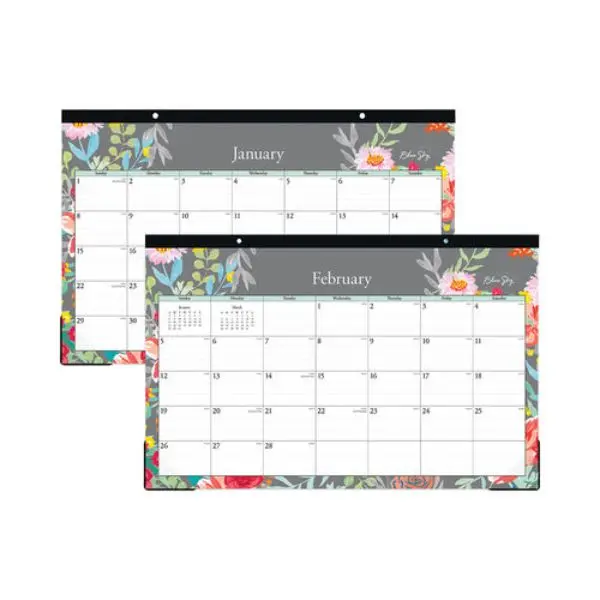 Essendant Sophie Desk Calendar 2024, 17x11 in Gray, Wall or Desktop Monthly Organizer Office Stationery, Easy-to-Tear Pages, Ruled Daily Blocks, Thick Premium Pages, Open Scheduling, Reduce Ink Bleed-Through, Sophie Floral Artwork