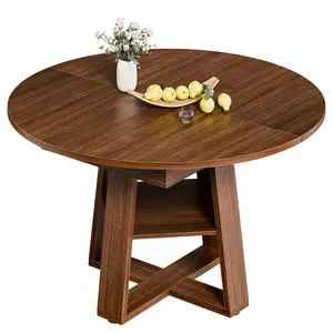 【dealsforyoudays】Extendable Round Dining Table for 4-8, Modern Kitchen Oval Dinner Table with Storage Shelf, Wood Pedestal Table, Space Saving Modern Style 【dealsforyoudays】Extendable Round Dining Table for 4-8, Modern Kitchen Oval Dinner Table with Storage Shelf, Wood Pedestal Table, Space Saving Modern Style