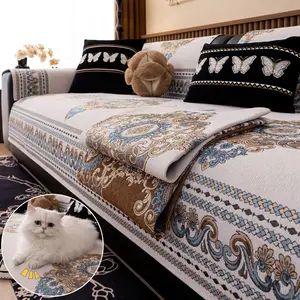 Luxury Embossed Anti-Slip Sofa Cushion, All-Season Durable and Stain Resistant, Living Room Sofa Decoration Protector Cover