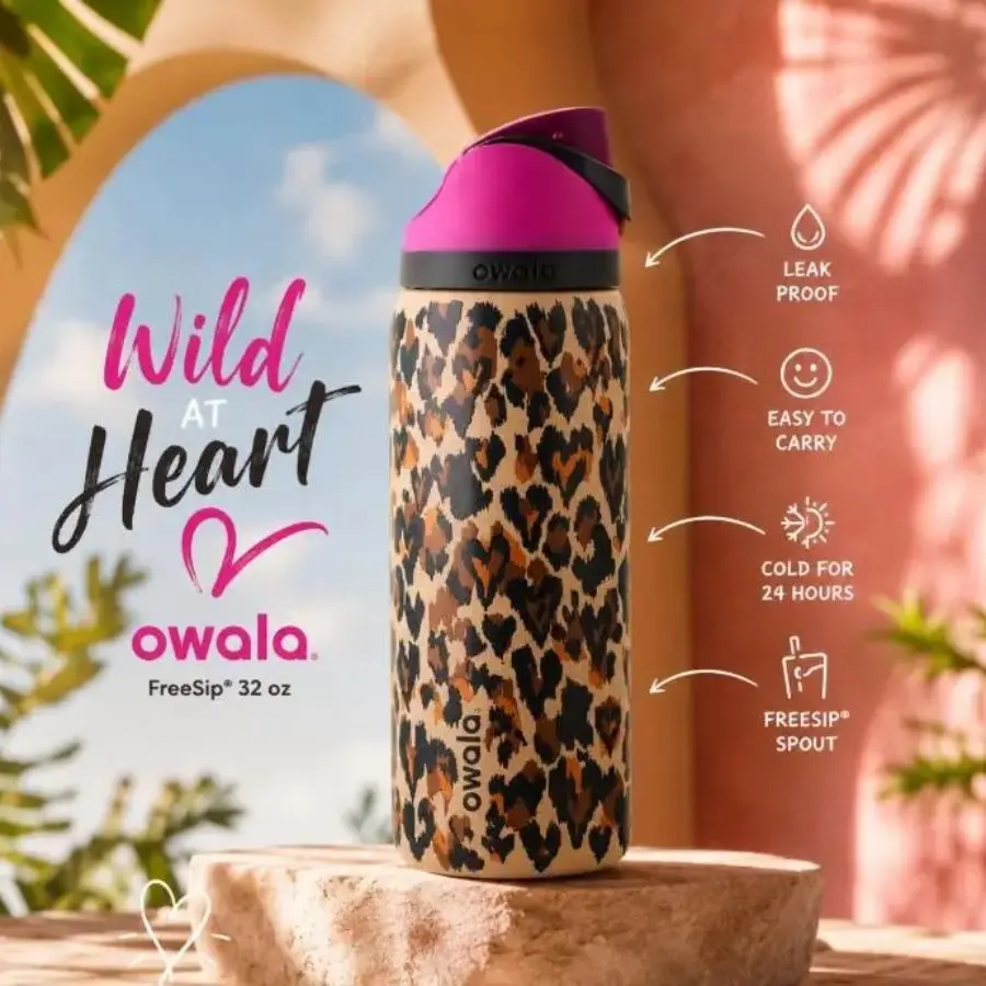 Owala Wild At Heart 32oz Leoprint Water Bottle | Limited Version With UO