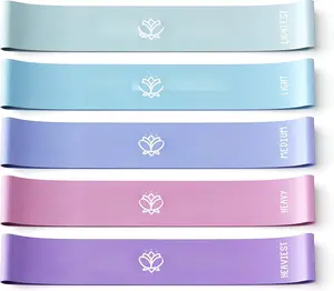 XNM Creations   Loop Resistance  for Fitness, Workout, and Yoga Exercise  Set of 5 Pastel Workout
