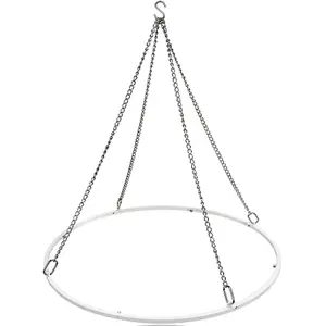 Hecis Sturdy Ceiling Draping Hanging Kit - 24 in Round White Metal Hoop Hardware Set, Easy Assembly for 2-10 Chiffon Drape Panels, Lightweight, Reusable for Wedding & Home Party Decor
