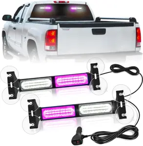 Nilight 40LED Purple White Strobe Traffic Advisor Light Bar with Suction Cups Dash Safety Working Hazard Flashing Lights Interior Front/Rear Windshield for Trucks Construction Vehicles summervibes
