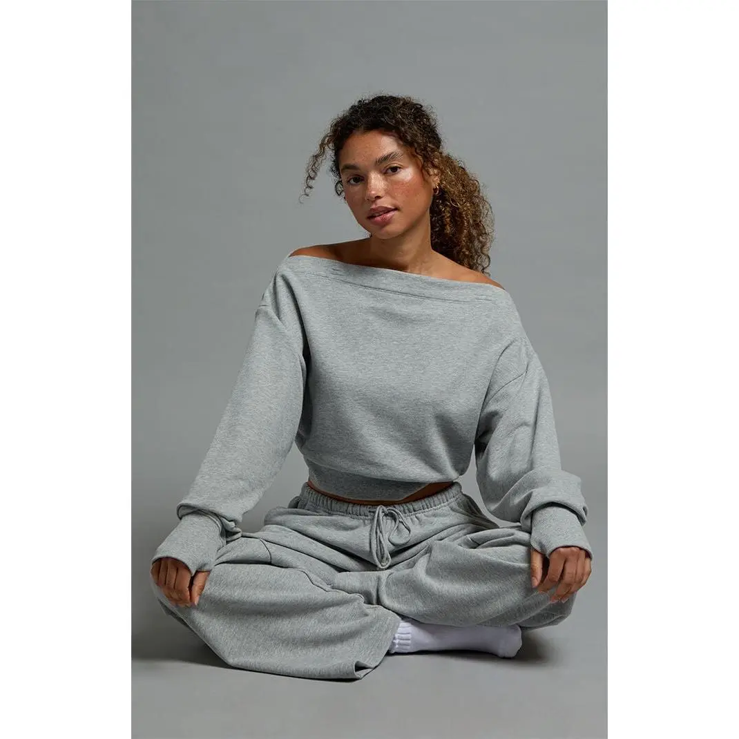 PAC 1980 Women's Active French Terry Off-The-Shoulder Sweatshirt