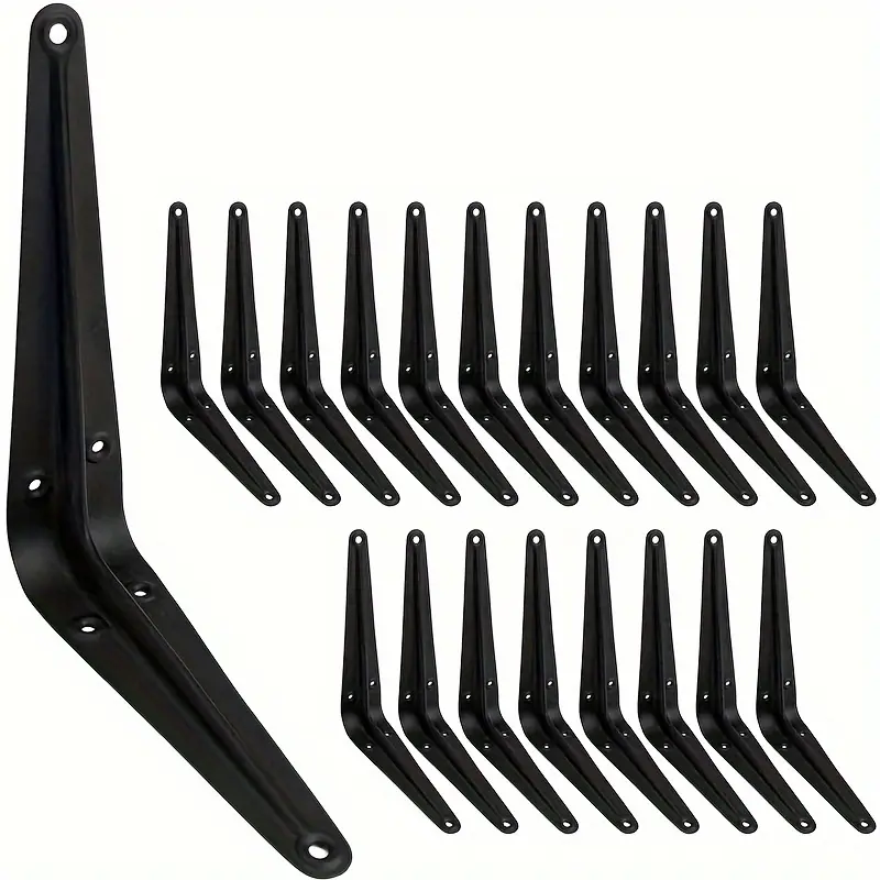 6pcs Heavy Duty 6-Inch Black Iron Metal Shelf Brackets, Wall Mountable, L-Shaped Wall Mount Design for DIY Floating Shelves, Decorative Corner Support with Pre-Drilled Holes for Easy Installation in Home, Garage, Kitchen, Wall Hanging Fastener