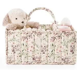 Floral Diaper Caddy Organizer, Stylish Nursery Storage Basket, Gift for Baby Shower, Baby Registry Must Have, Newborn Essentials, Pastoral Daisy, Lightweight Diaper Handbag